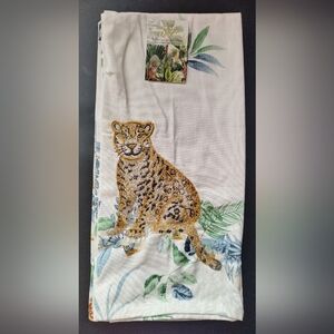 Set of 2 Cotton Kitchen Towels Jungle Leopard Embroidered by Mireille Designs